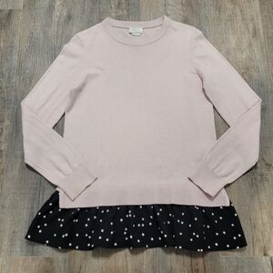 KATE SPADE Pink/Black Polka Dot Ruffle Silk Blend Lightweight * small flaw XS